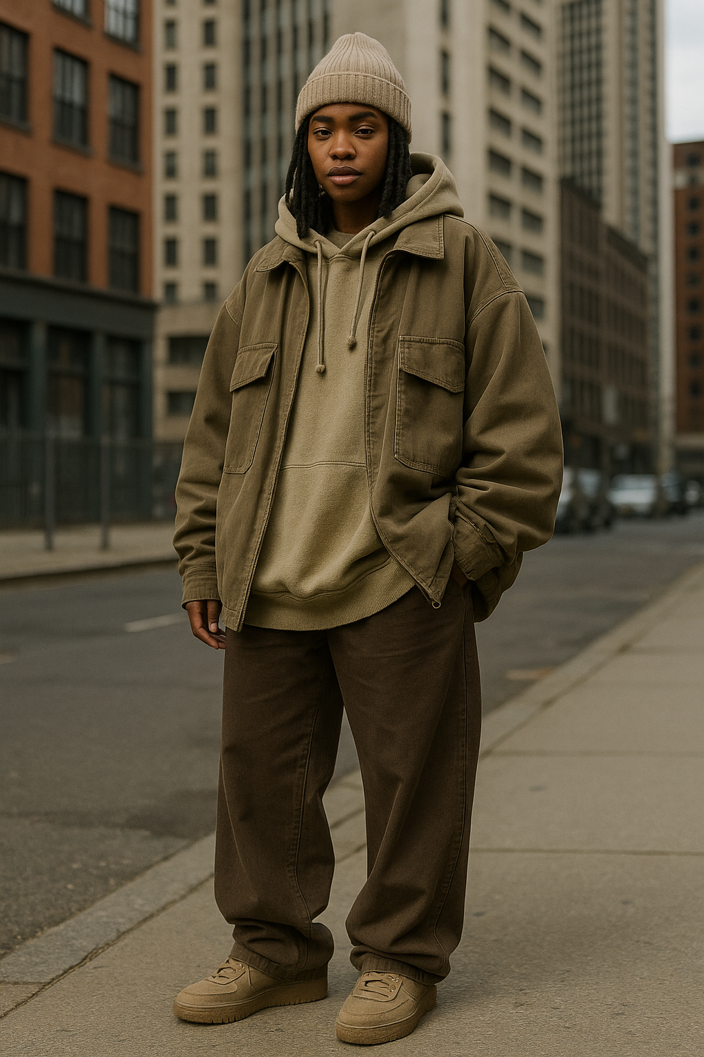 SKIPIKS AI 패션 화보 — streetwear, casual, layered — 스트리트 감성의 캐주얼 룩