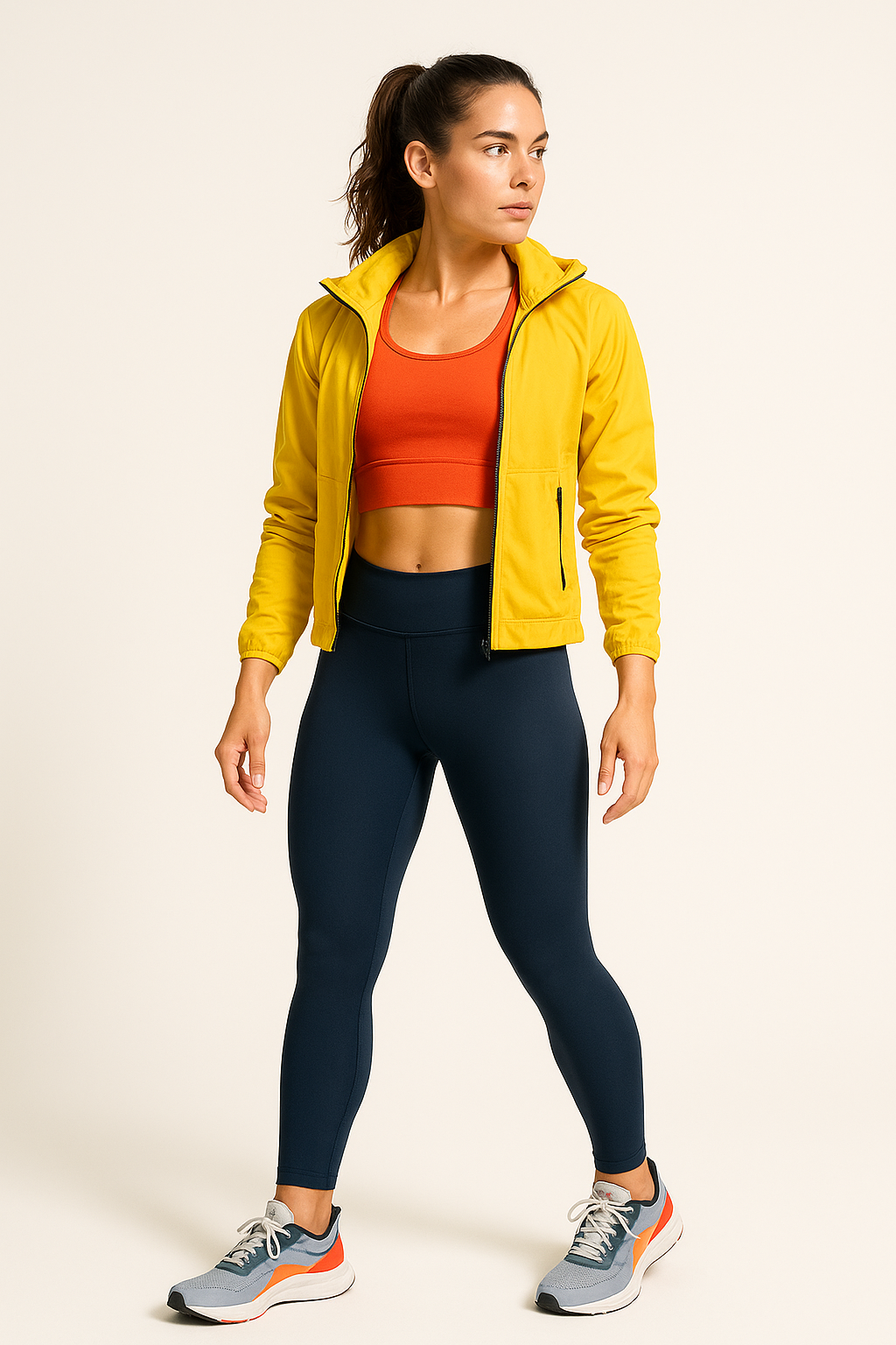 SKIPIKS AI 패션 화보 — athleisure, sporty, colorful — 컬러풀한 애슬레저 스타일.