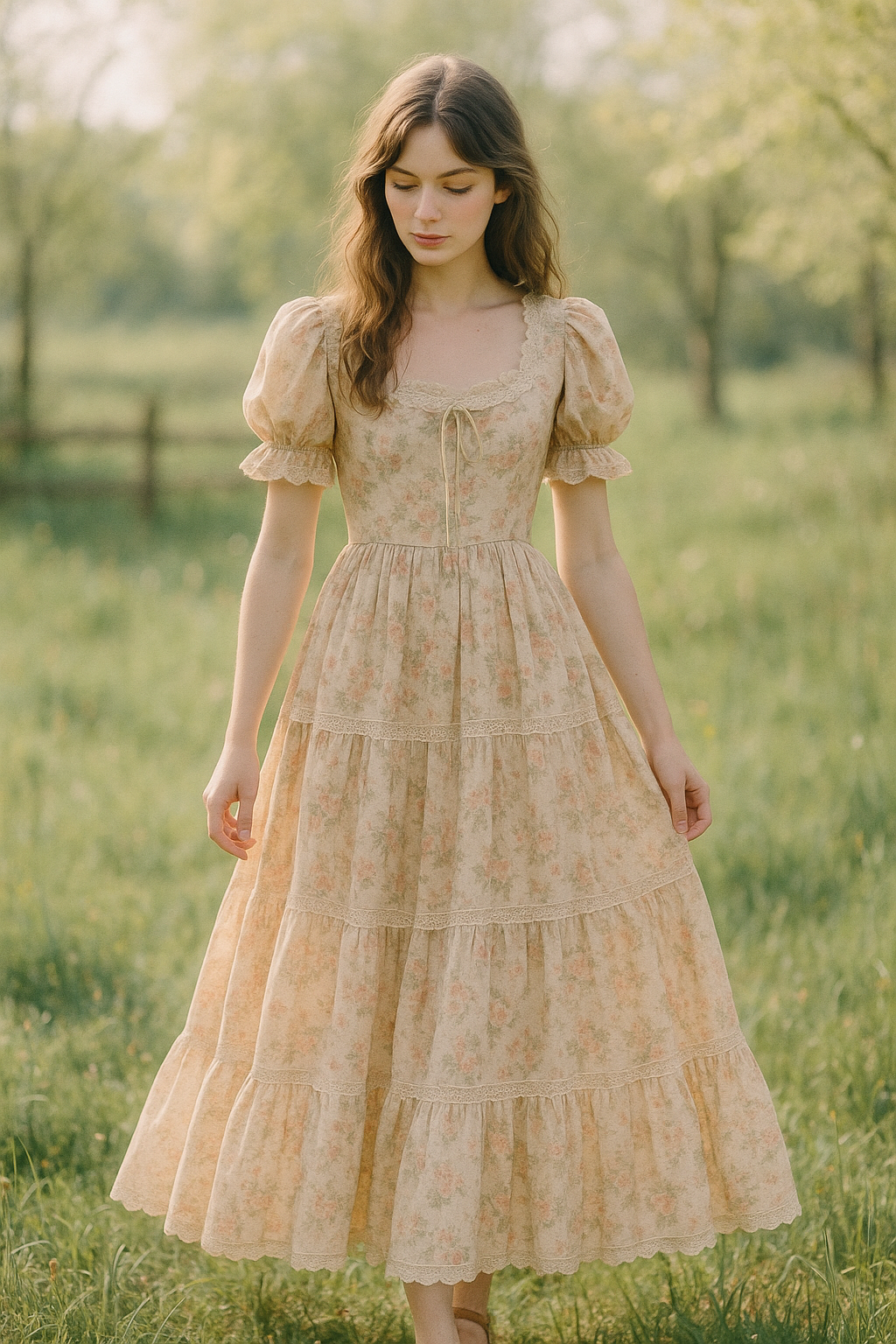 SKIPIKS AI 패션 화보 — vintage, romantic, feminine — 소녀 감성의 빈티지 드레스 룩