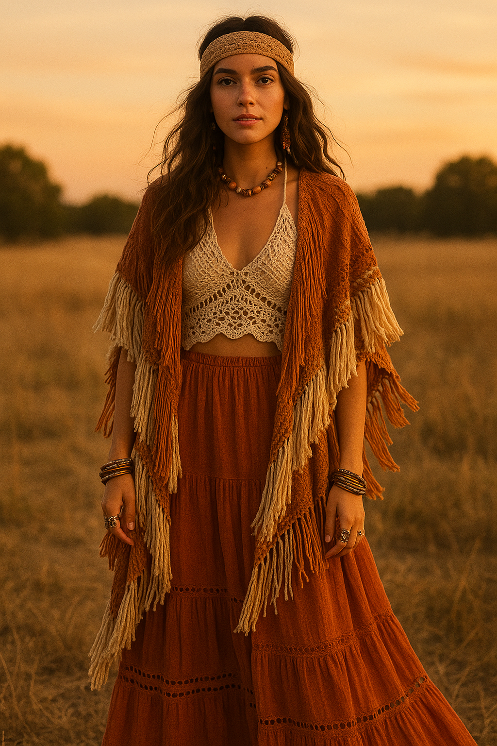SKIPIKS AI 패션 화보 — bohemian, vintage, casual — 보헤미안 감성의 여름 패션