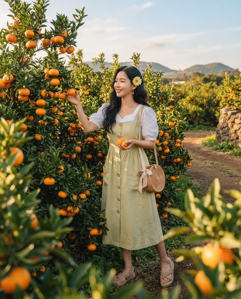 SKIPIKS AI时尚大片 — feminine, natural, romantic — 在柔和的春日阳光下，明亮的浅黄色连衣裙营造出清新的氛围。搭配白色衬衫和藤编包，自然增添了一天的悠闲感。非常适合周末果园约会或春季野餐。