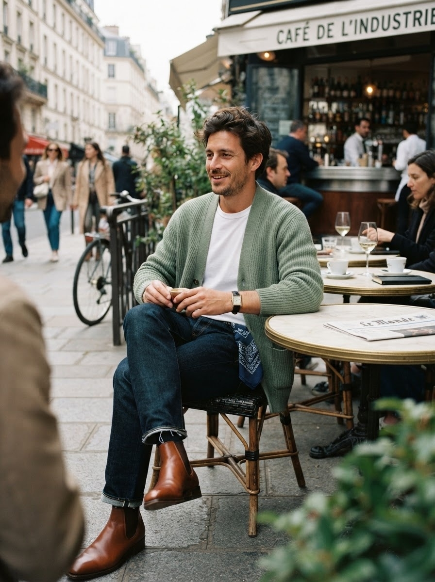 SKIPIKS AI fashion editorial — classic, casual, chic — This look exudes a comfortable yet sophisticated vibe. The combination of an oli